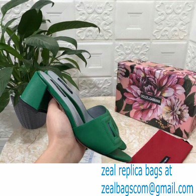 Dolce  &  Gabbana Heel 6.5cm Calfskin Mules Green With DG Millennials Logo 2021